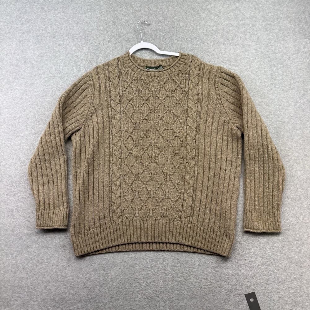 Eddie Bauer Fisherman Sweater Mens XXL Cotton Wool Blend Cable Knit Chunky 2XL